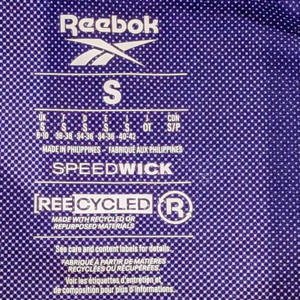 Reebok Women's Speedwick Small Purple  and White High Rise Leggings Flaw